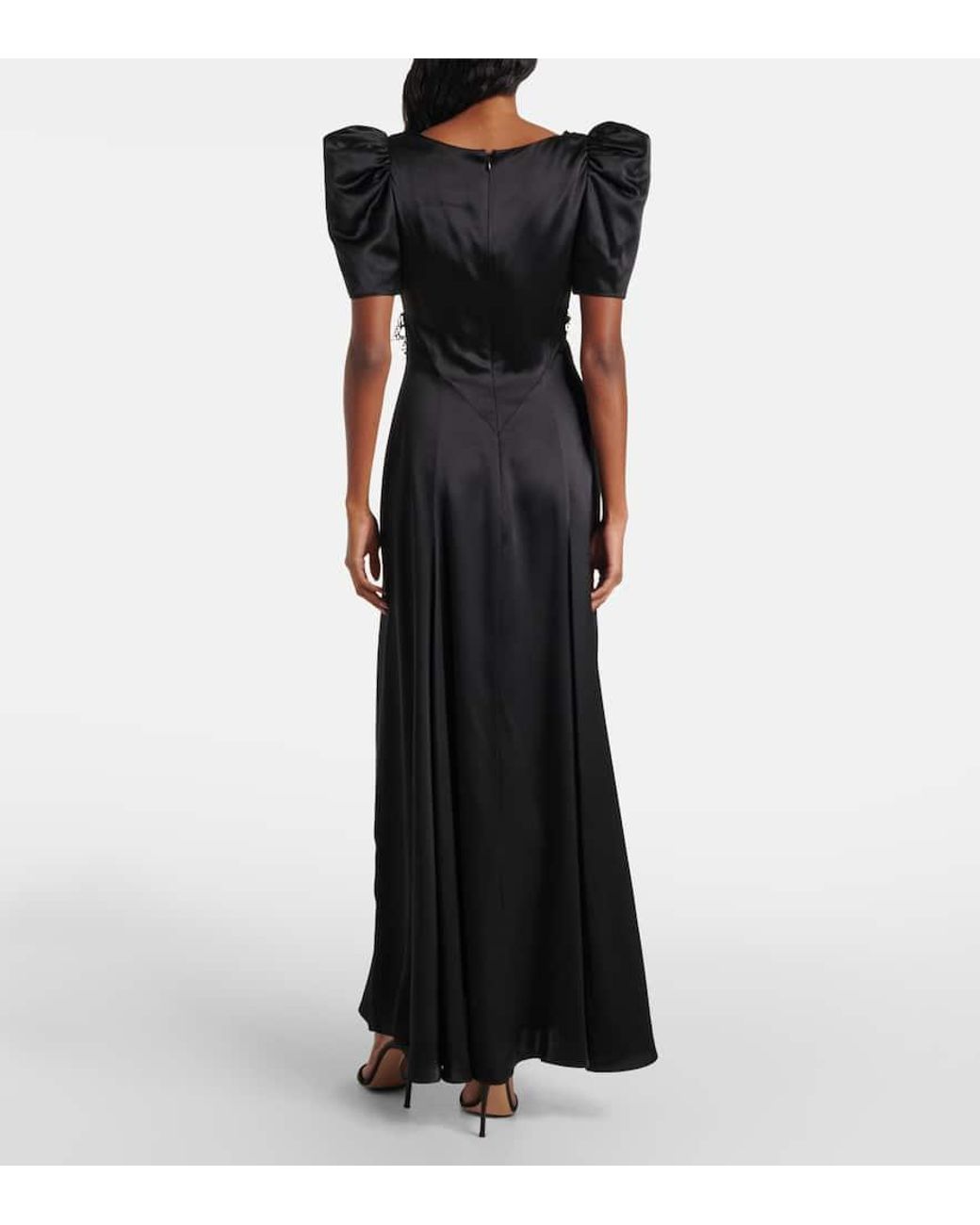 Rodarte Lace-Trimmed Silk-Blend Charmeuse Maxi Dress in Black | Lyst
