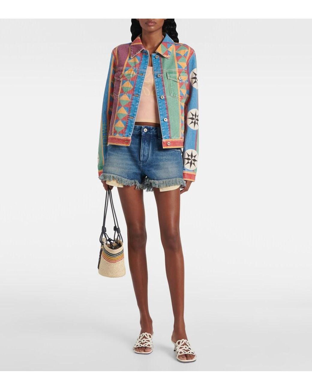 Loewe White Anagram Leather Mules