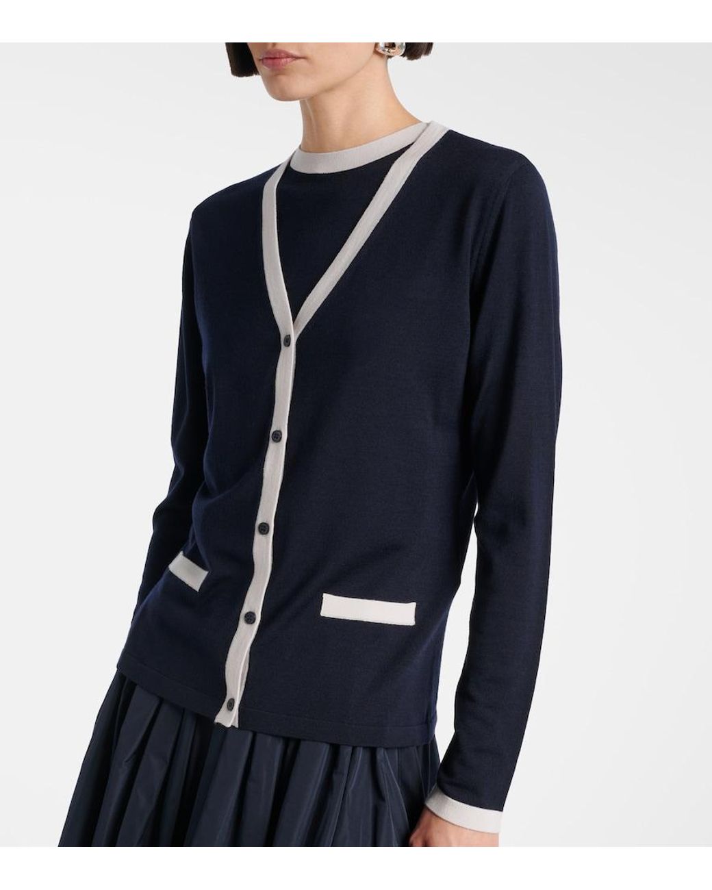Max Mara Blue Kenya Virgin Wool Cardigan