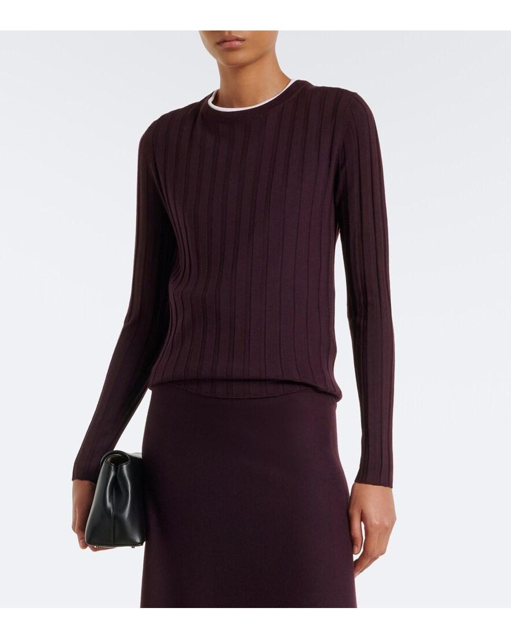 Jardin Des Orangers Purple Ribbed-Knit Virgin Wool Sweater