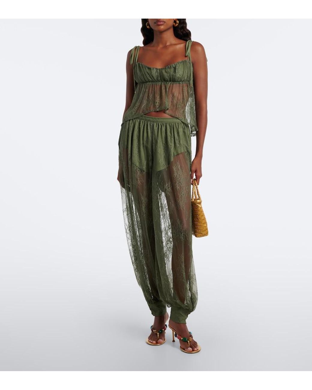 Bananhot Gray Kendall Lace Balloon Pants