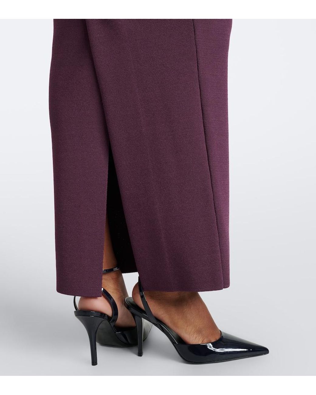 Balmain Purple Embellished Knitted Halterneck Gown