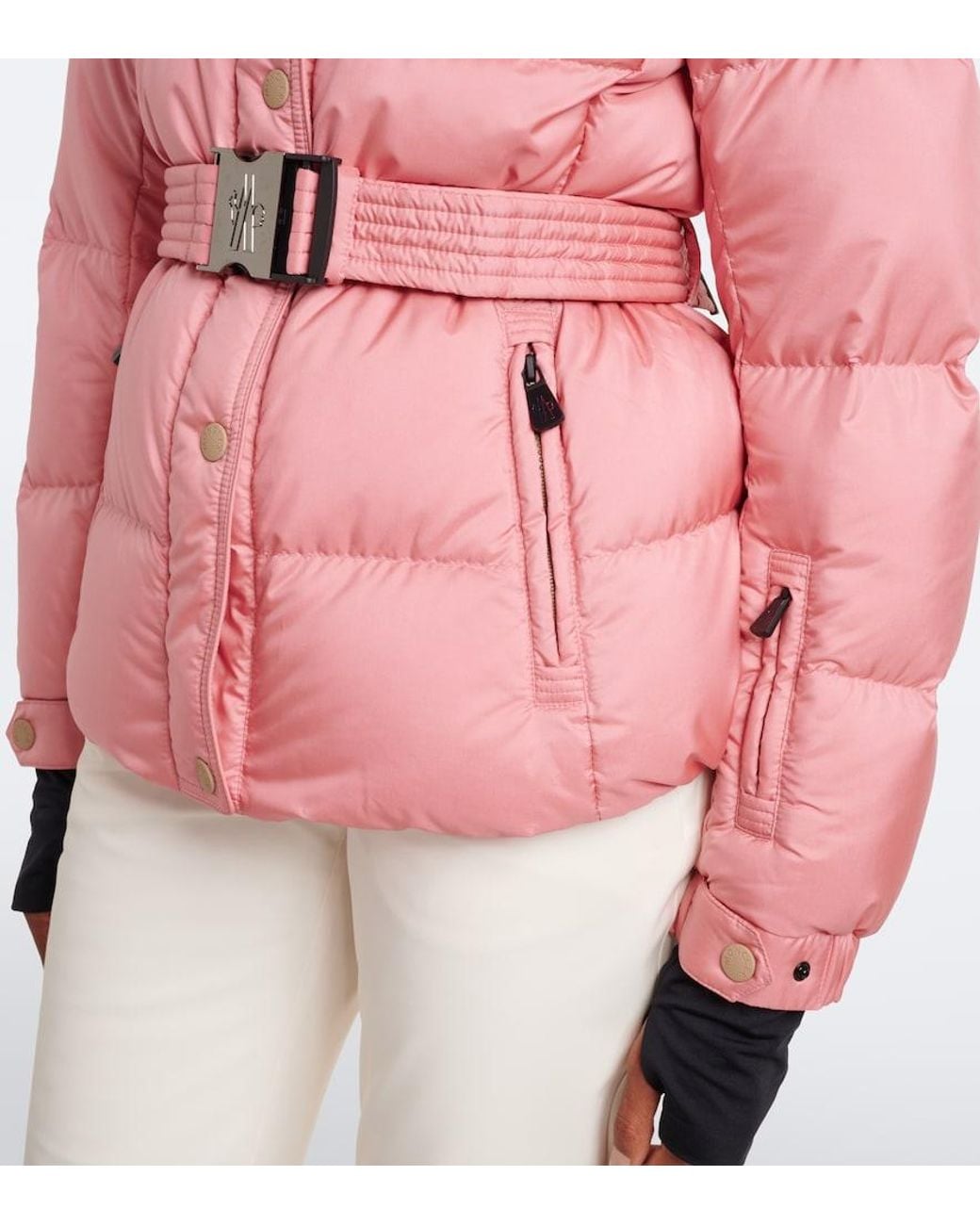 Moncler Pink Karshi Belted Down Ski Jacket