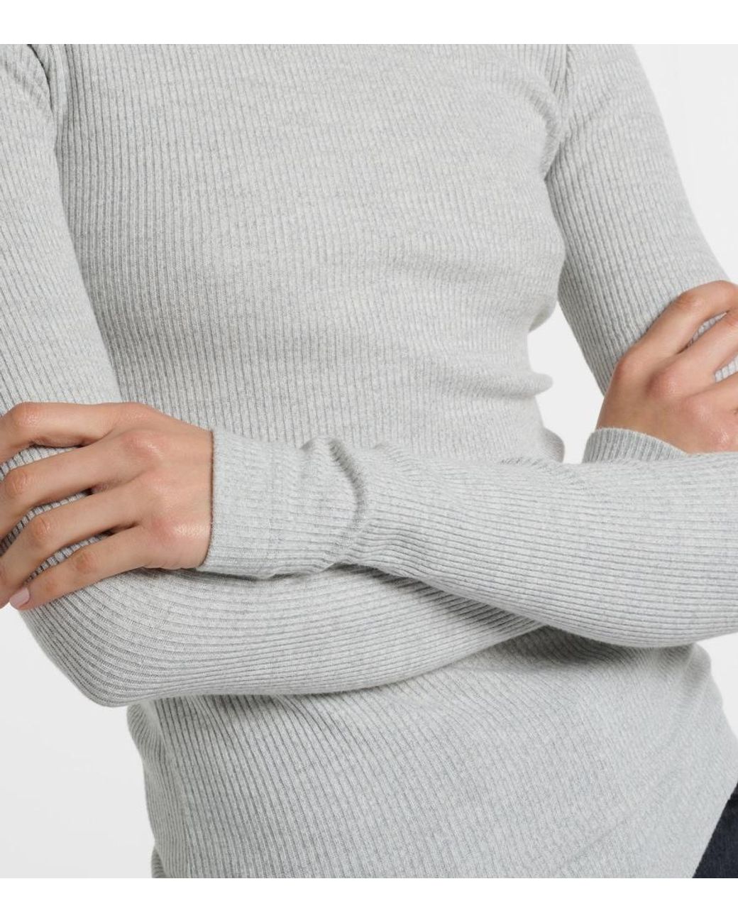 Agolde Gray Delphi Ribbed-Knit Top