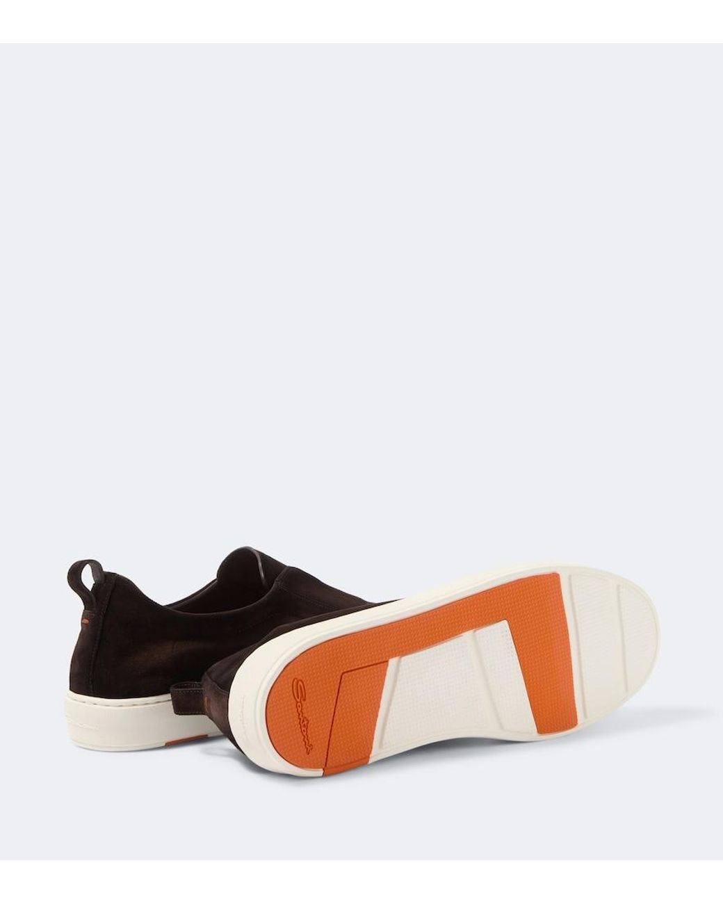 Santoni Brown Suede Slip-On Sneakers for men