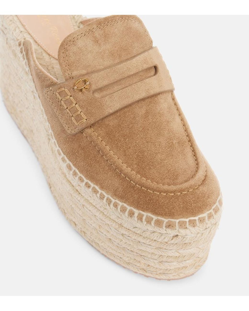 Gianvito Rossi Natural Suede Espadrille Wedges