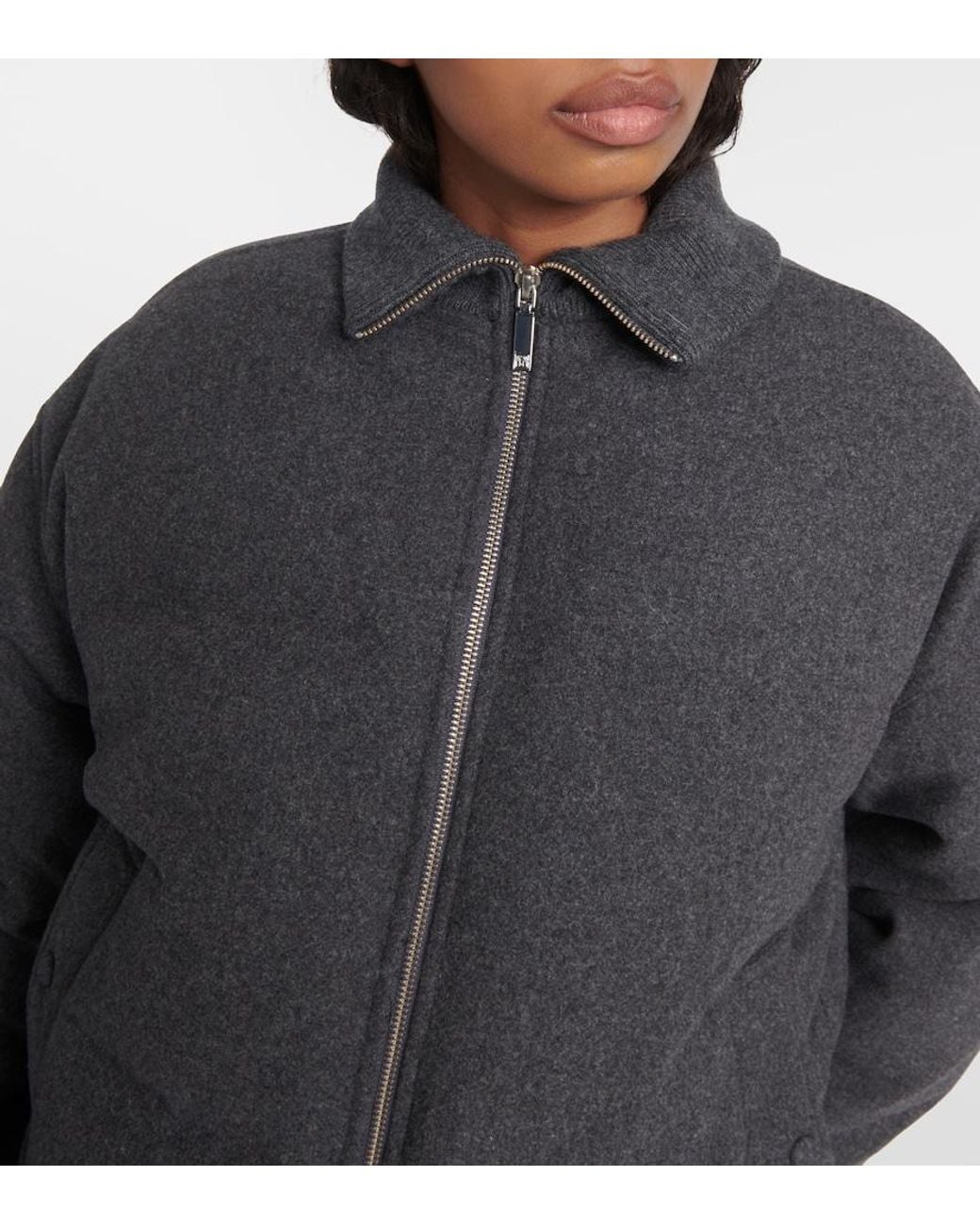 Totême  Gray Wool-Blend Flannel Down Jacket