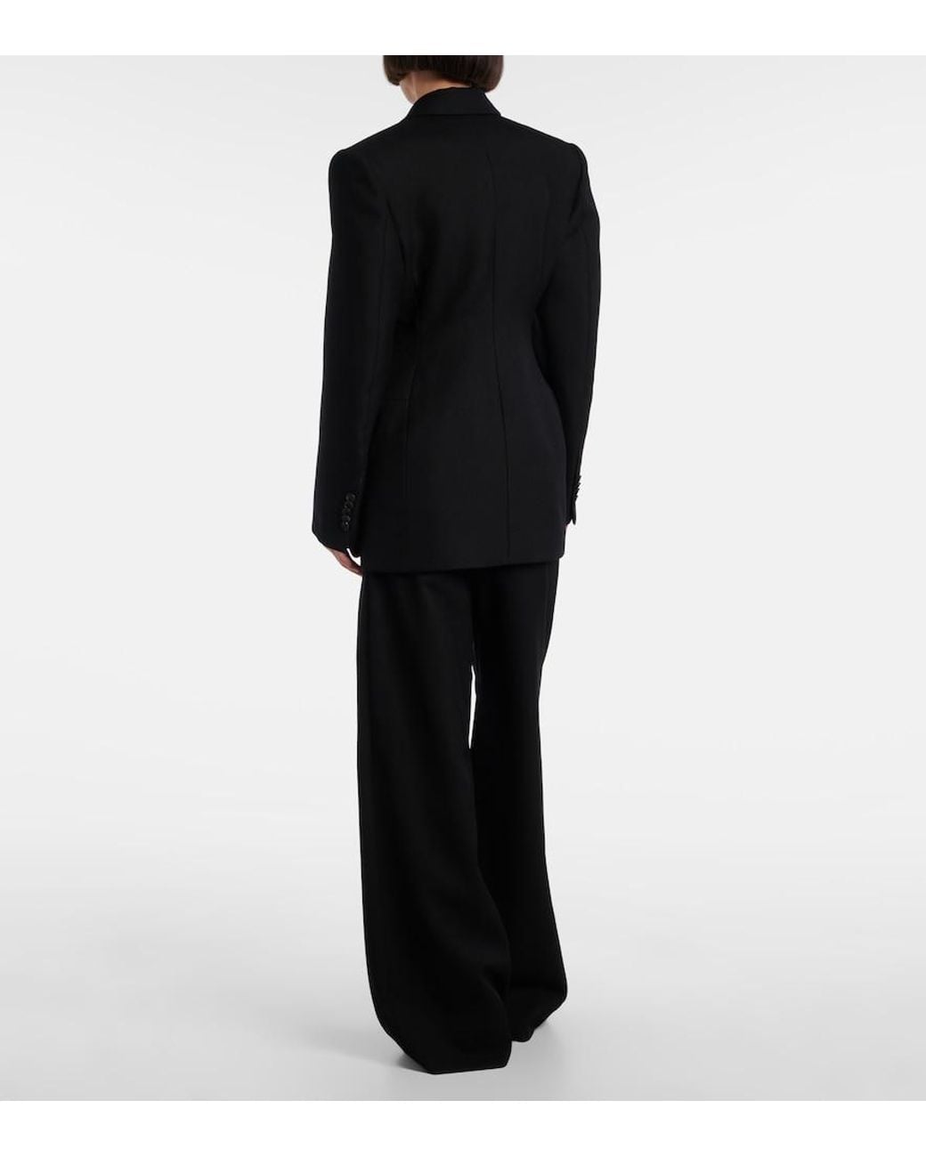 Wardrobe NYC Black Pleated Low-Rise Wide-Leg Wool Pants