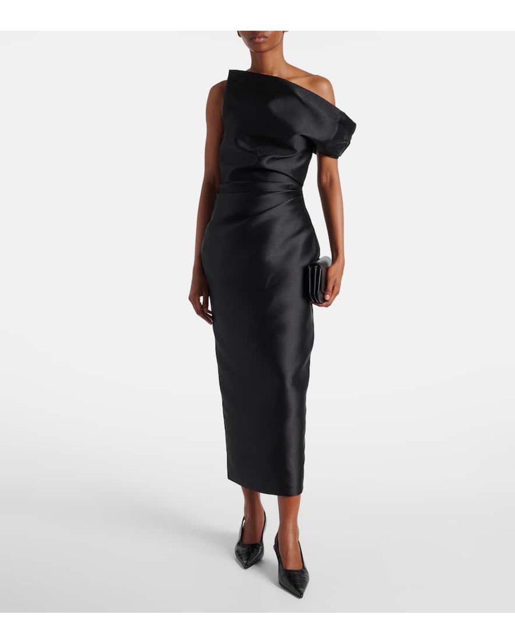 Solace London Black Ellison One-Shoulder Cocktail Dress