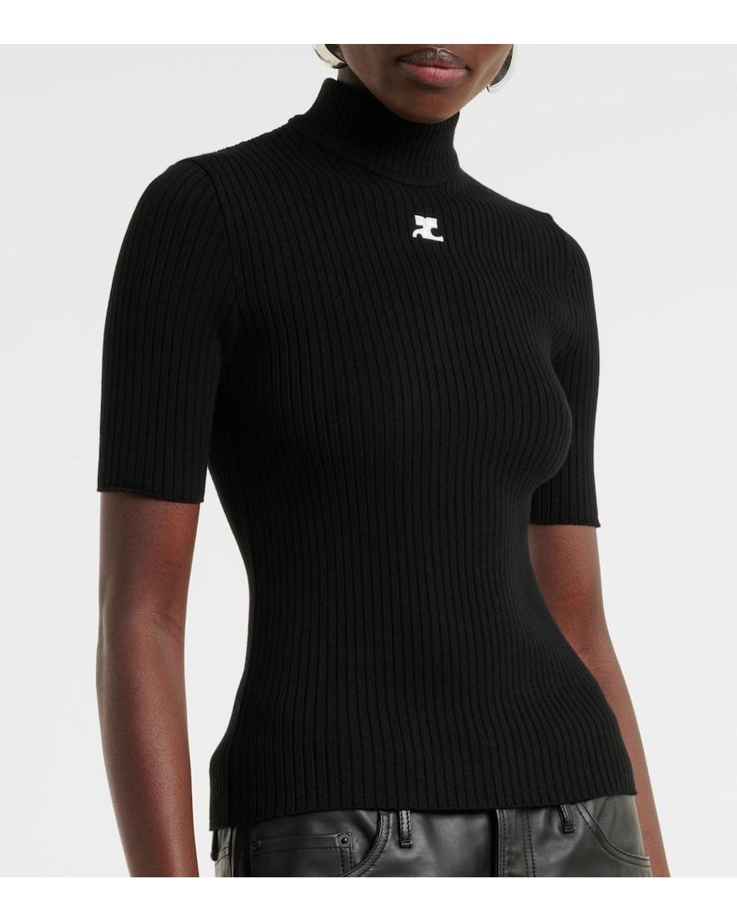 Courreges Black Reedition Ribbed-Knit Top