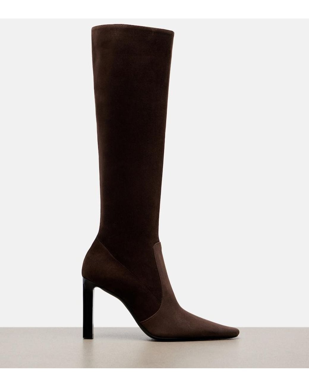 Saint Laurent Black Francoise Suede Knee-High Boots