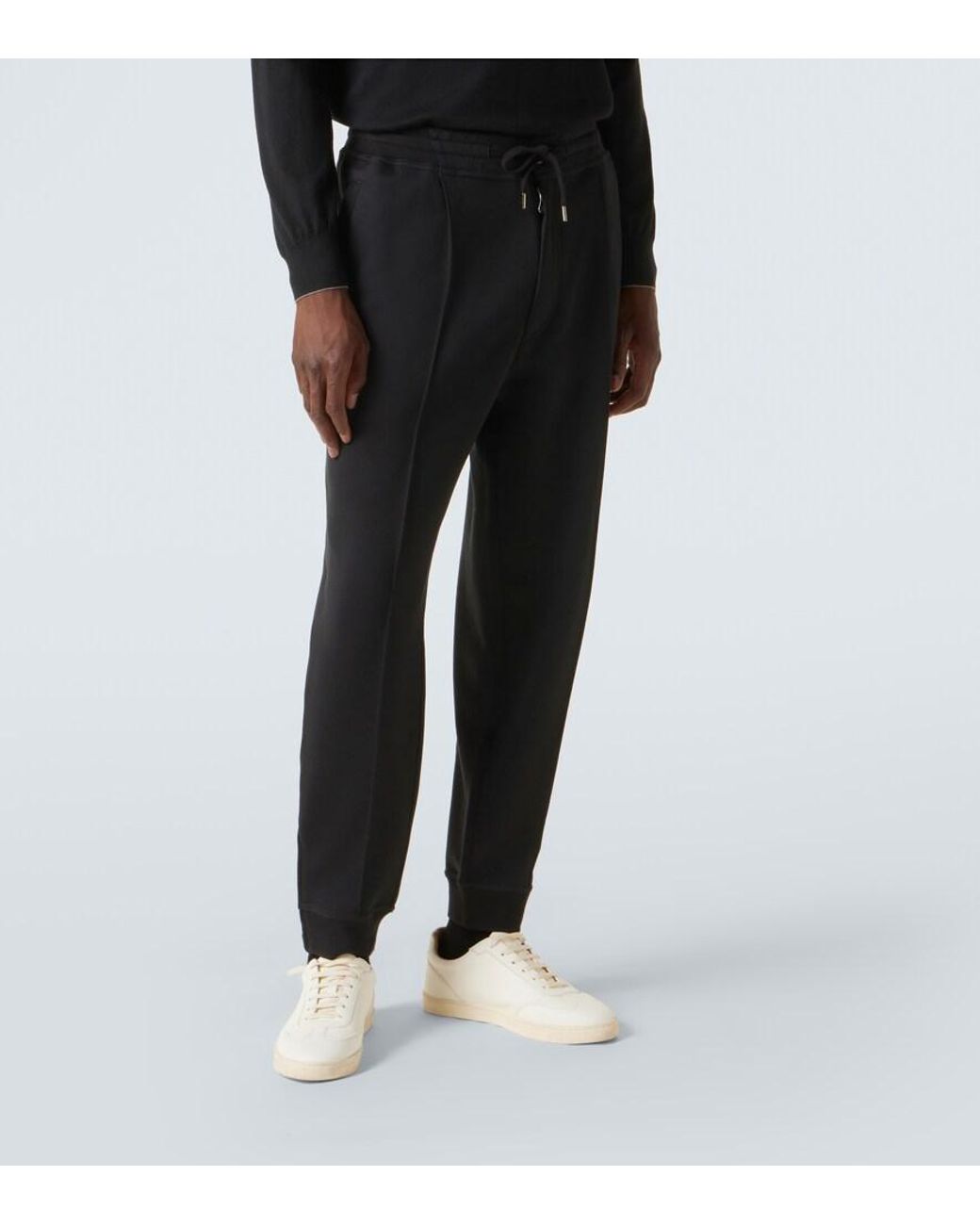 Brunello Cucinelli Black Cotton-Blend Sweatpants for men