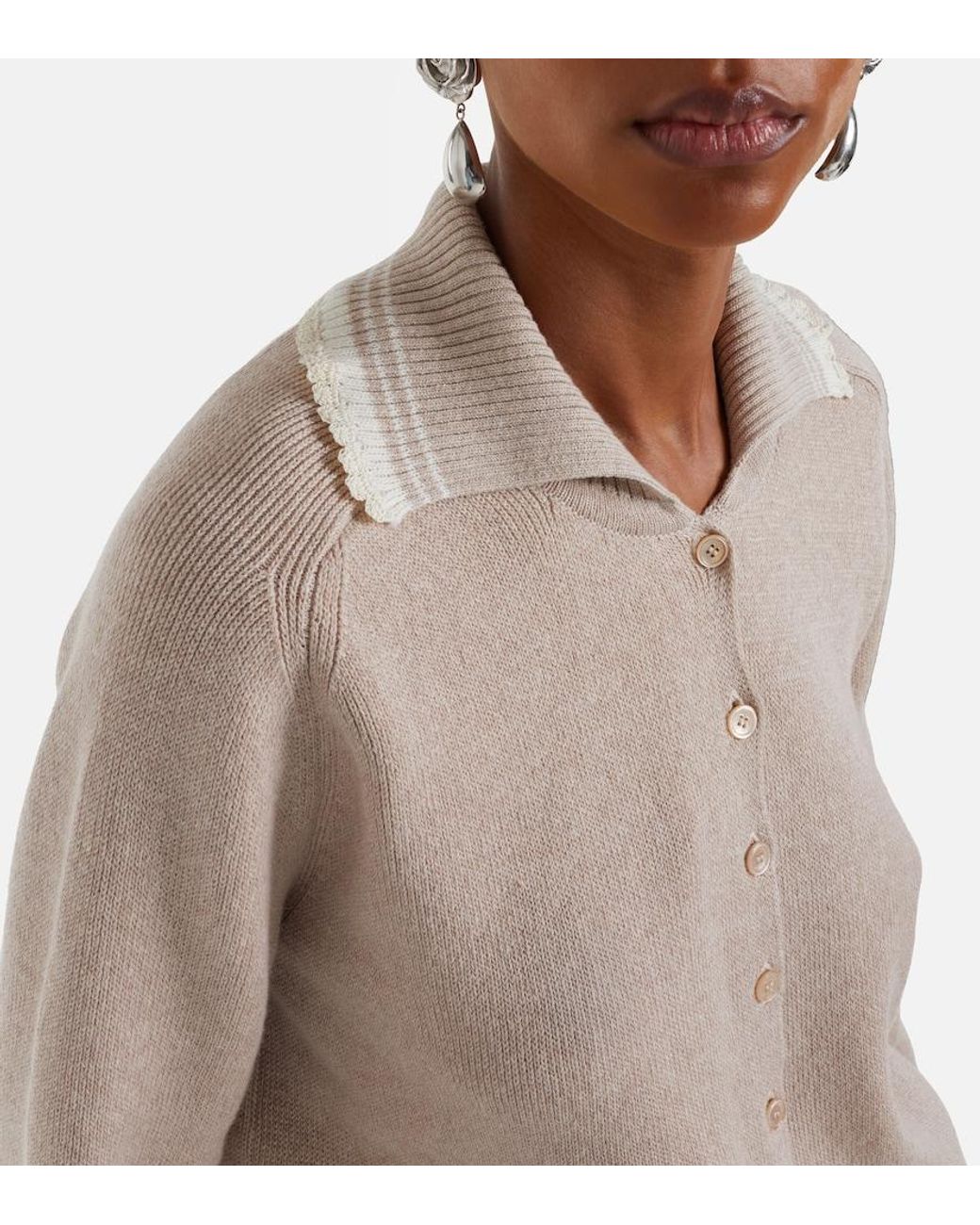 Magda Butrym Natural Cotton And Cashmere Cardigan