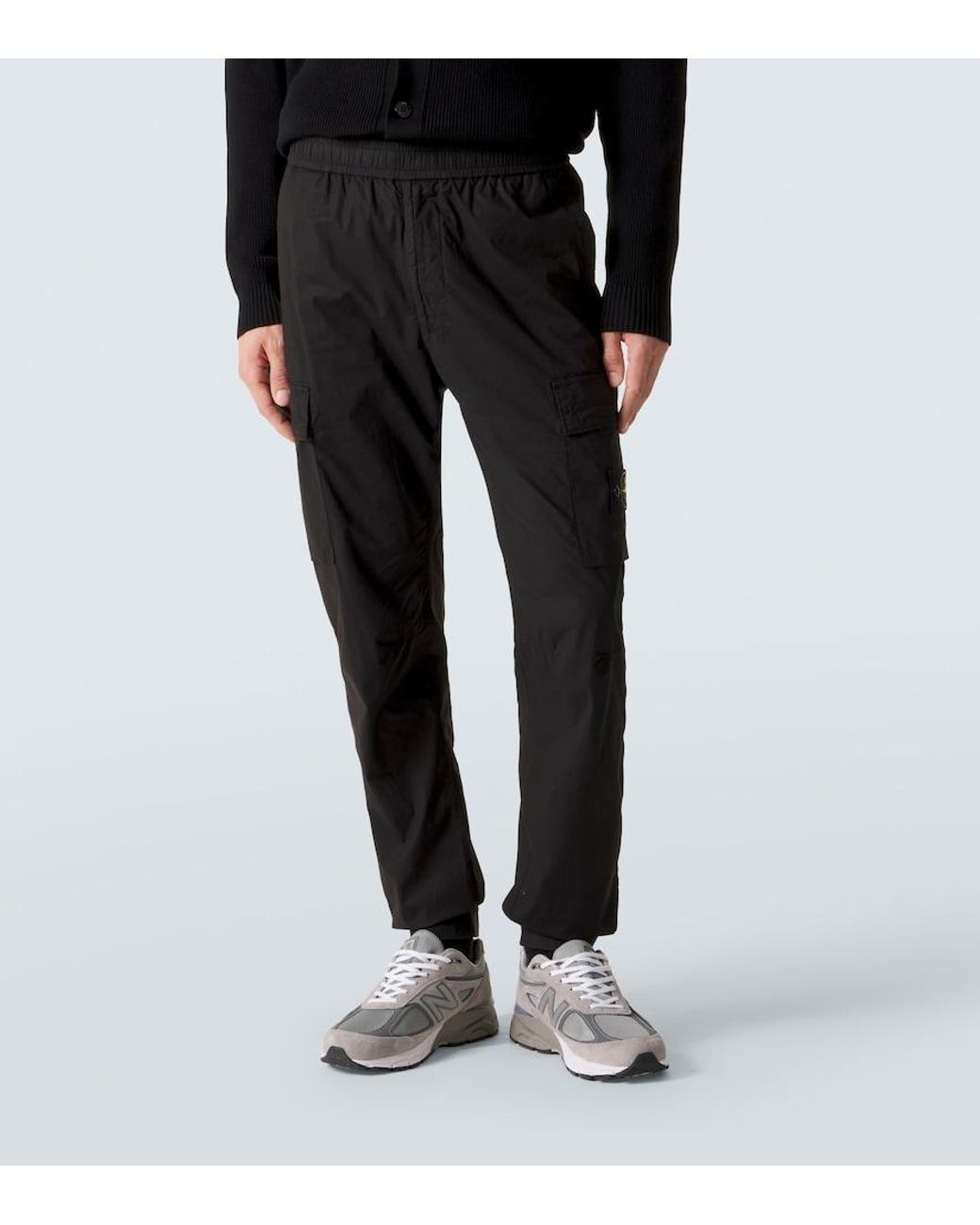 Stone Island Black Compass Cotton-Blend Cargo Pants for men