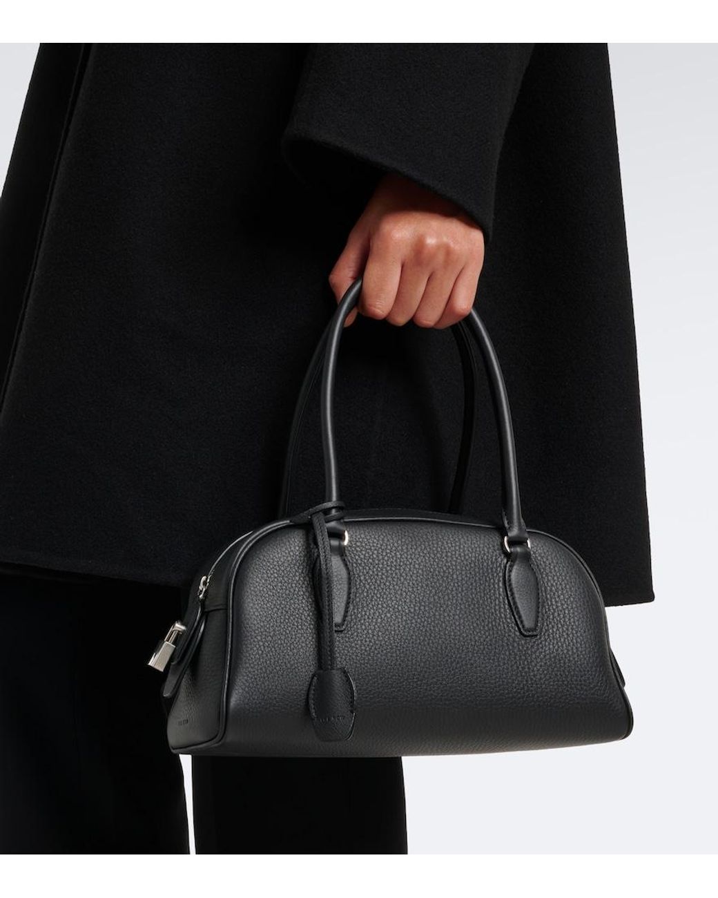 The Row Black India E/W Small Leather Bowling Bag