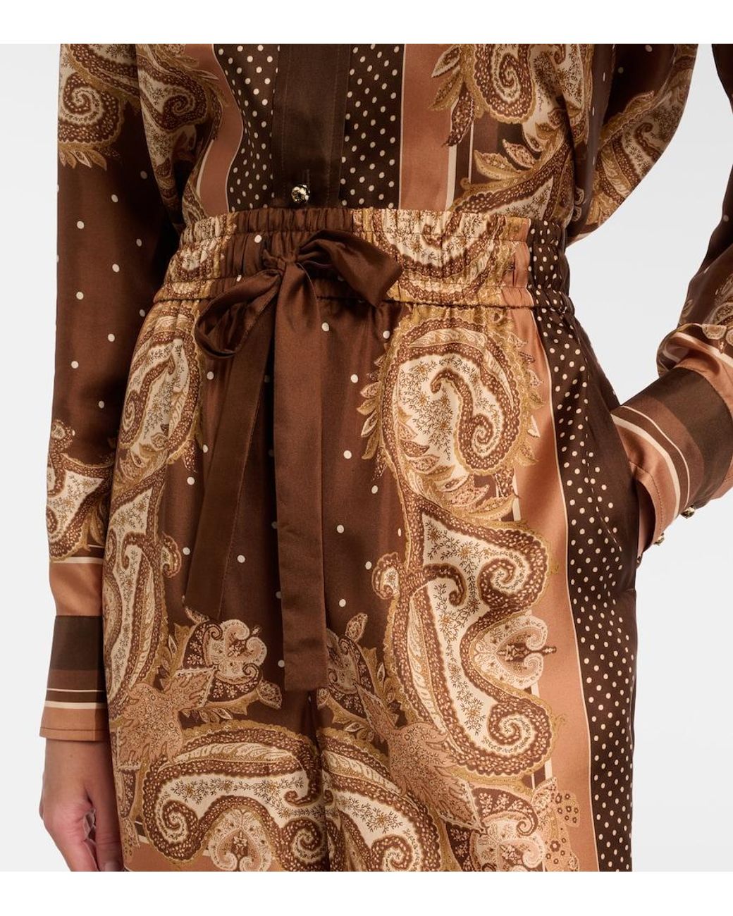 Zimmermann Brown Luna Paisley Silk Palazzo Pants