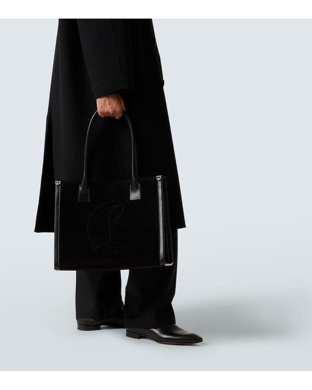 Christian Louboutin Black By My Side Suede Tote Bag for men