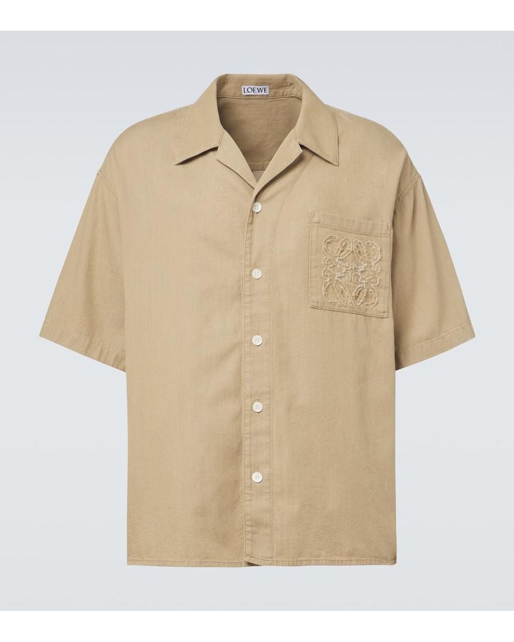 Loewe Natural Logo Embroidered Cotton Shirt for men
