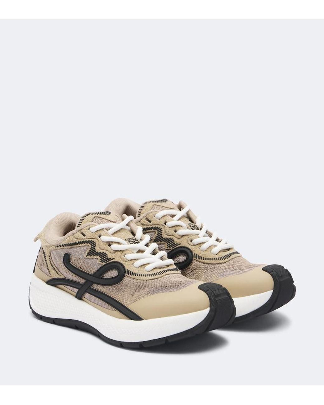 Loewe White Pogo Mesh-Trimmed Sneakers