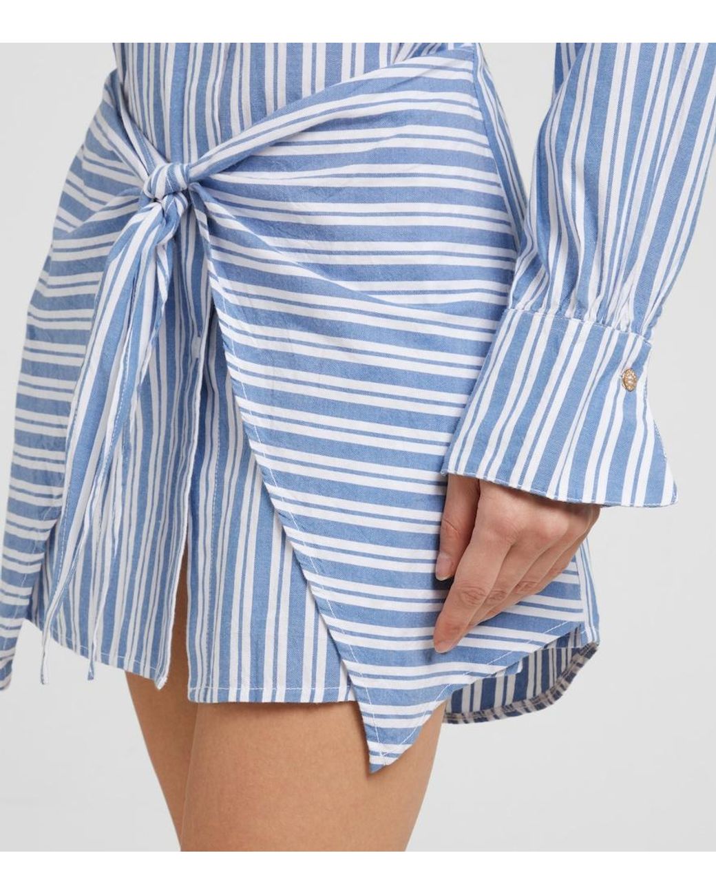 Melissa Odabash Blue Sara Striped Cotton Shirt Dress