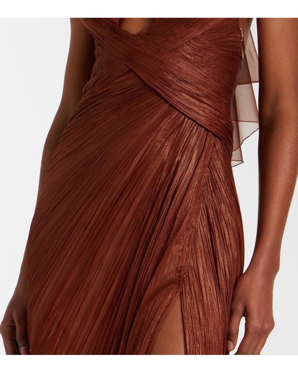 Maria Lucia Hohan Red Milagros Halterneck Silk Muslin Gown