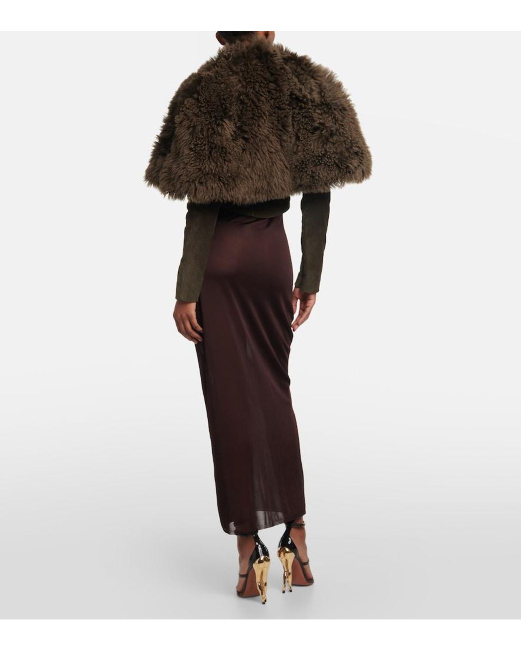 Alaïa Green Cropped Shearling And Suede Jacket