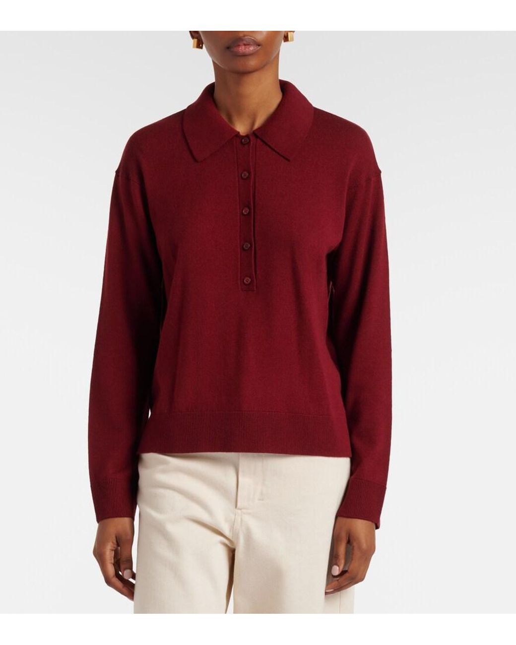 Max Mara Red Frisia Wool Polo Sweater