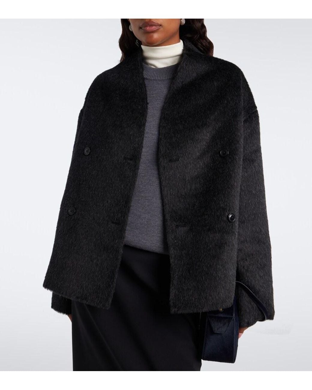 Loulou de Saison Black Wes Double-Breasted Alpaca And Wool Jacket