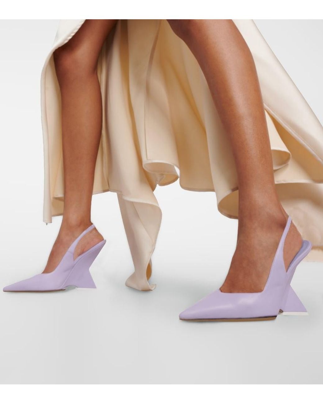 The Attico Blue Cheope 105 Leather Slingback Pumps
