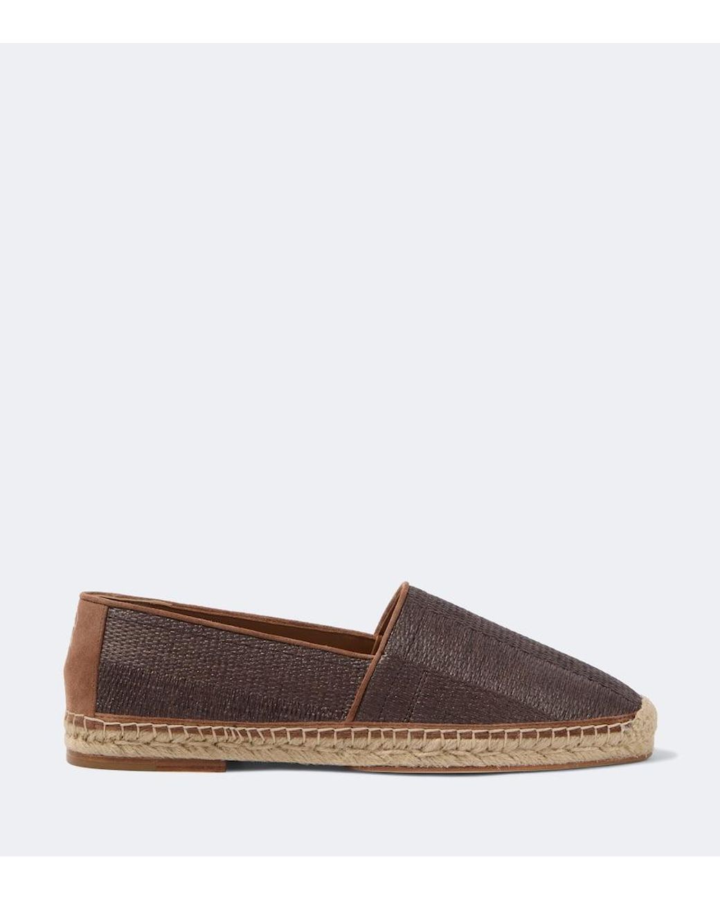 Brunello Cucinelli Brown Leather-Trimmed Espadrilles for men
