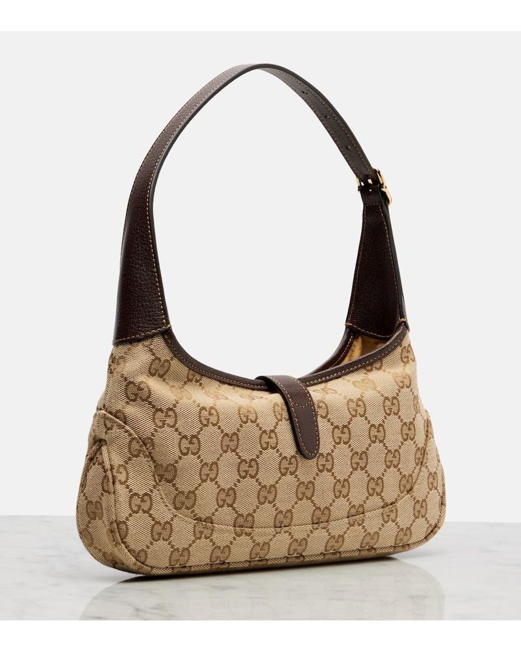 Gucci Brown Jackie Slim Medium Gg Canvas Shoulder Bag
