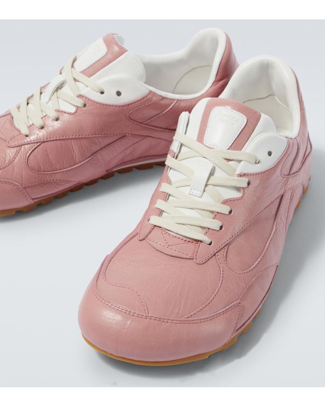 Bottega Veneta Pink Orbit Flash Leather Sneakers for men