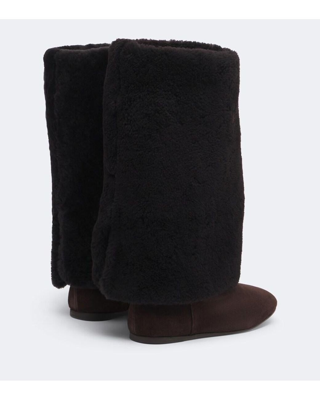Yves Salomon Black Shearling And Suede Knee-High Boots