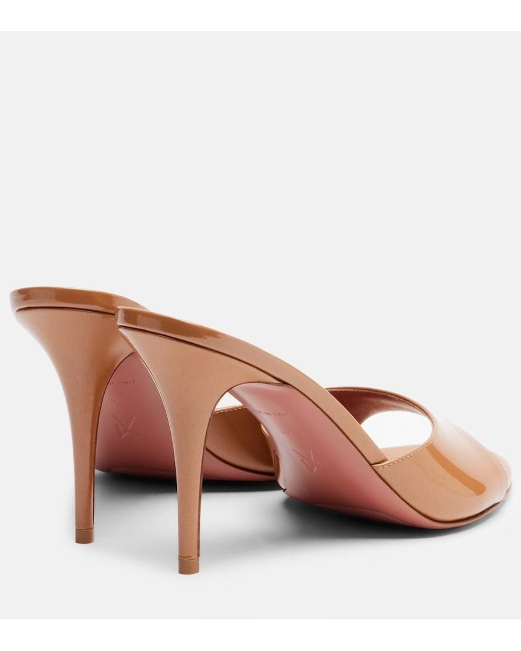 AMINA MUADDI Pink Elodie 90 Patent Leather Mules