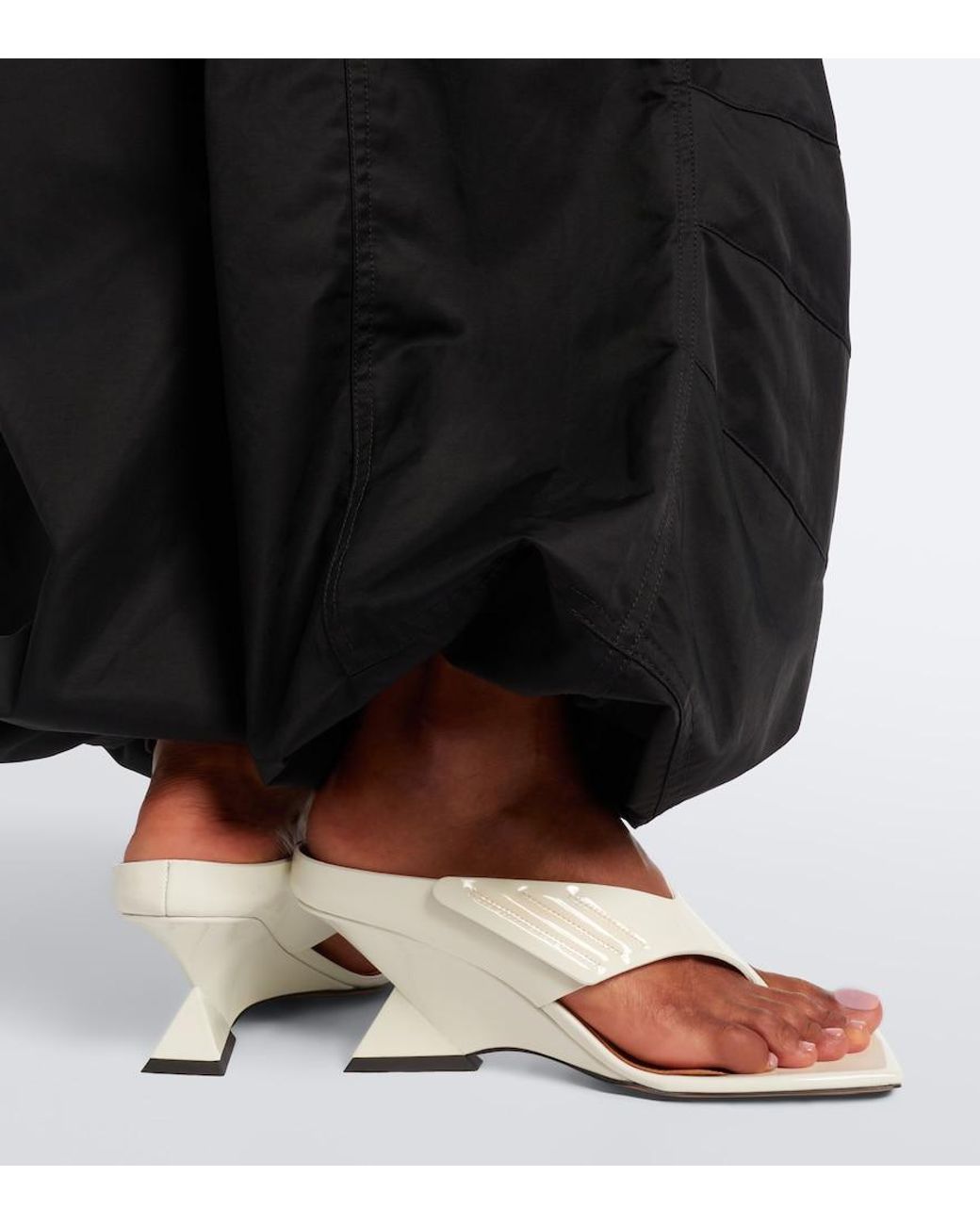 The Attico White Cheope Patent Leather Wedge Sandals