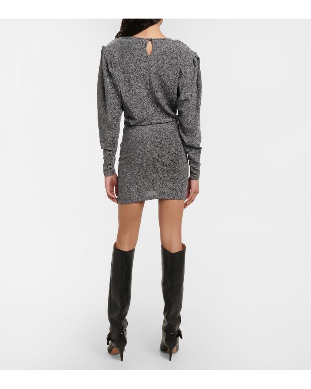 Isabel Marant Gray Benedicte Metallic Knit Minidress