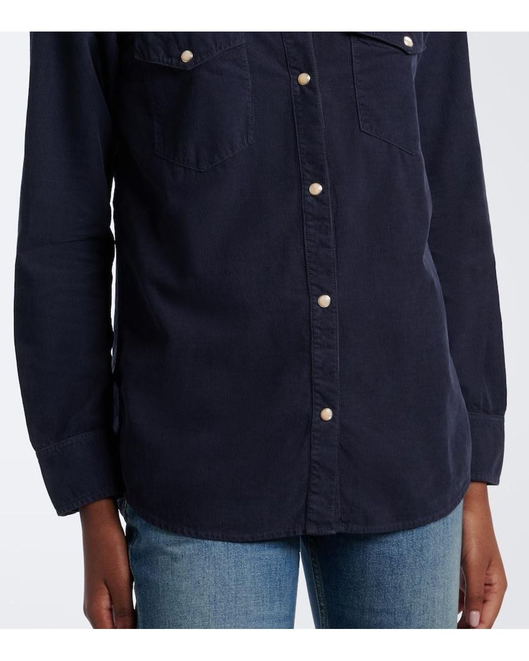Nili Lotan Blue Travis Cotton Corduroy Shirt