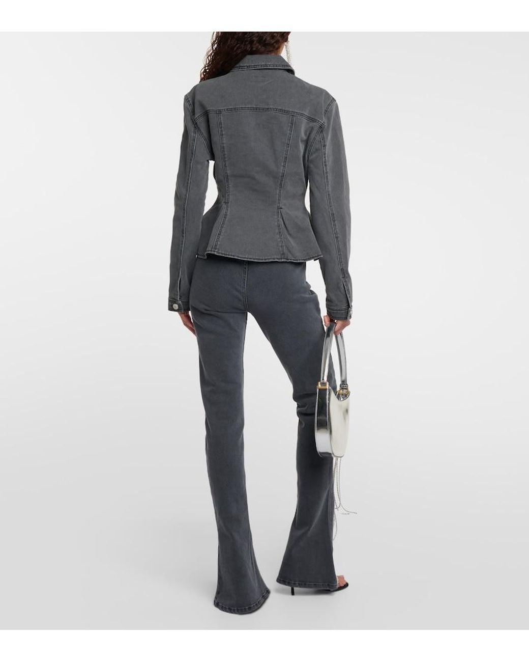 Magda Butrym Black Peplum Denim Jacket