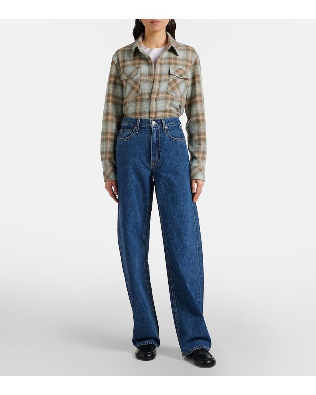 SLVRLAKE Denim Blue Cassie Wide-Leg Jeans