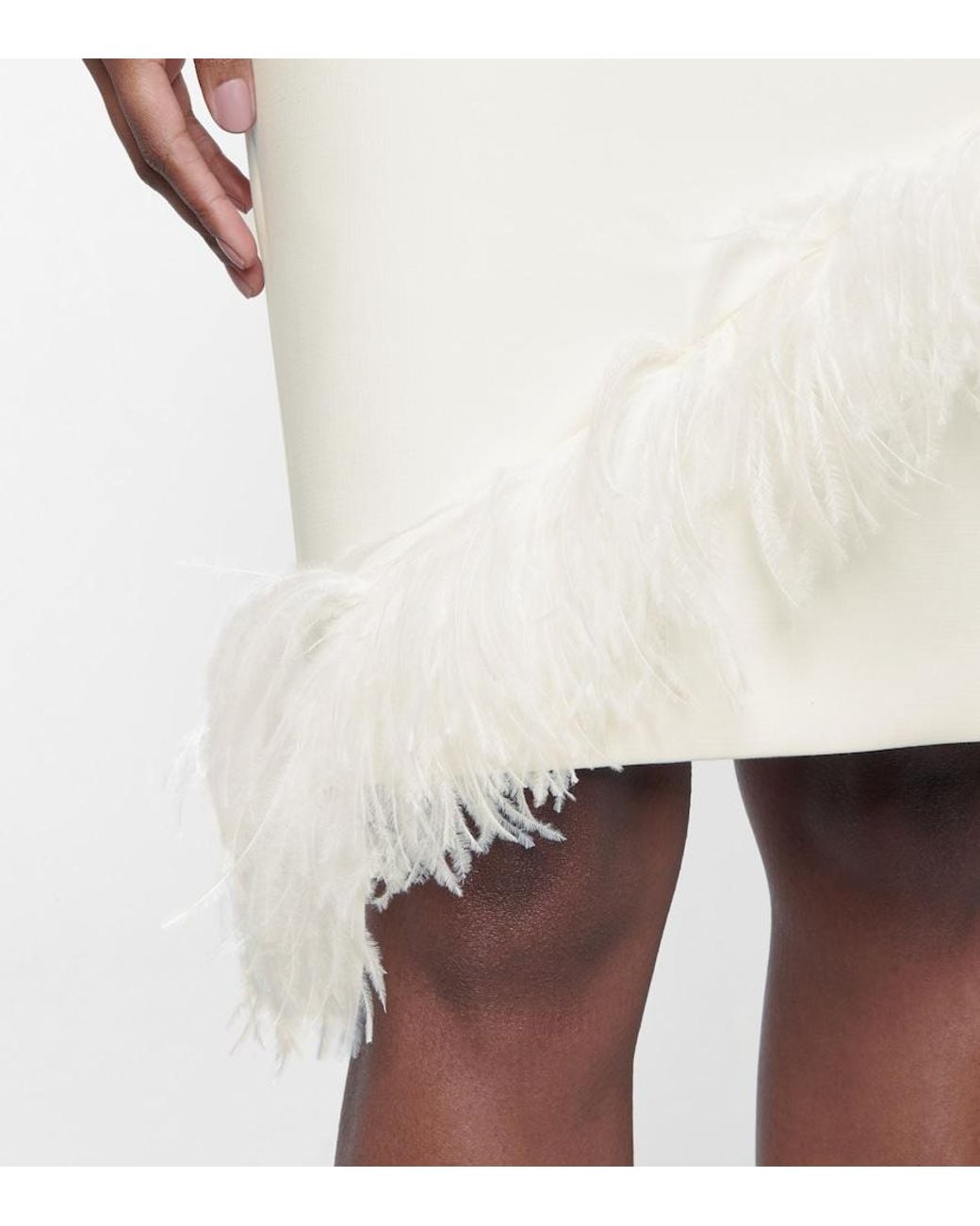 Christopher Kane White Feather-Trimmed Wool-Blend Dress