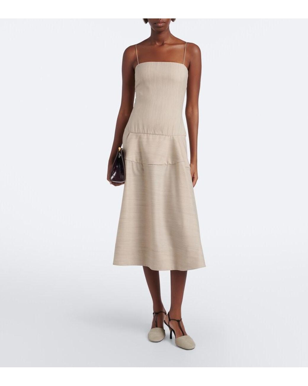 Jacquemus Natural Paradiso Wool-Blend Midi Dress