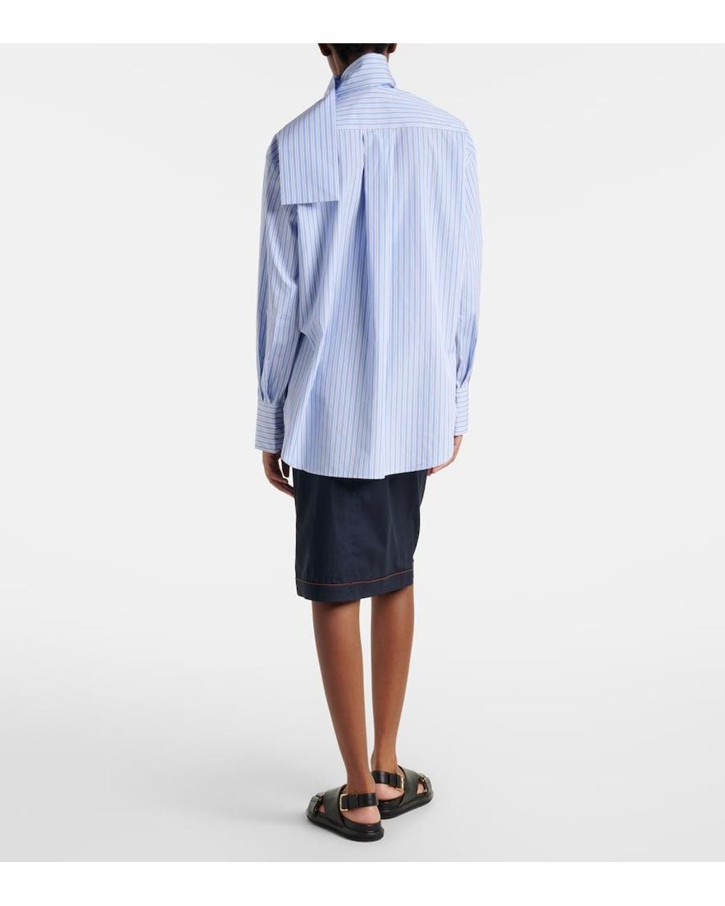 Plan C Blue Cotton Midi Skirt