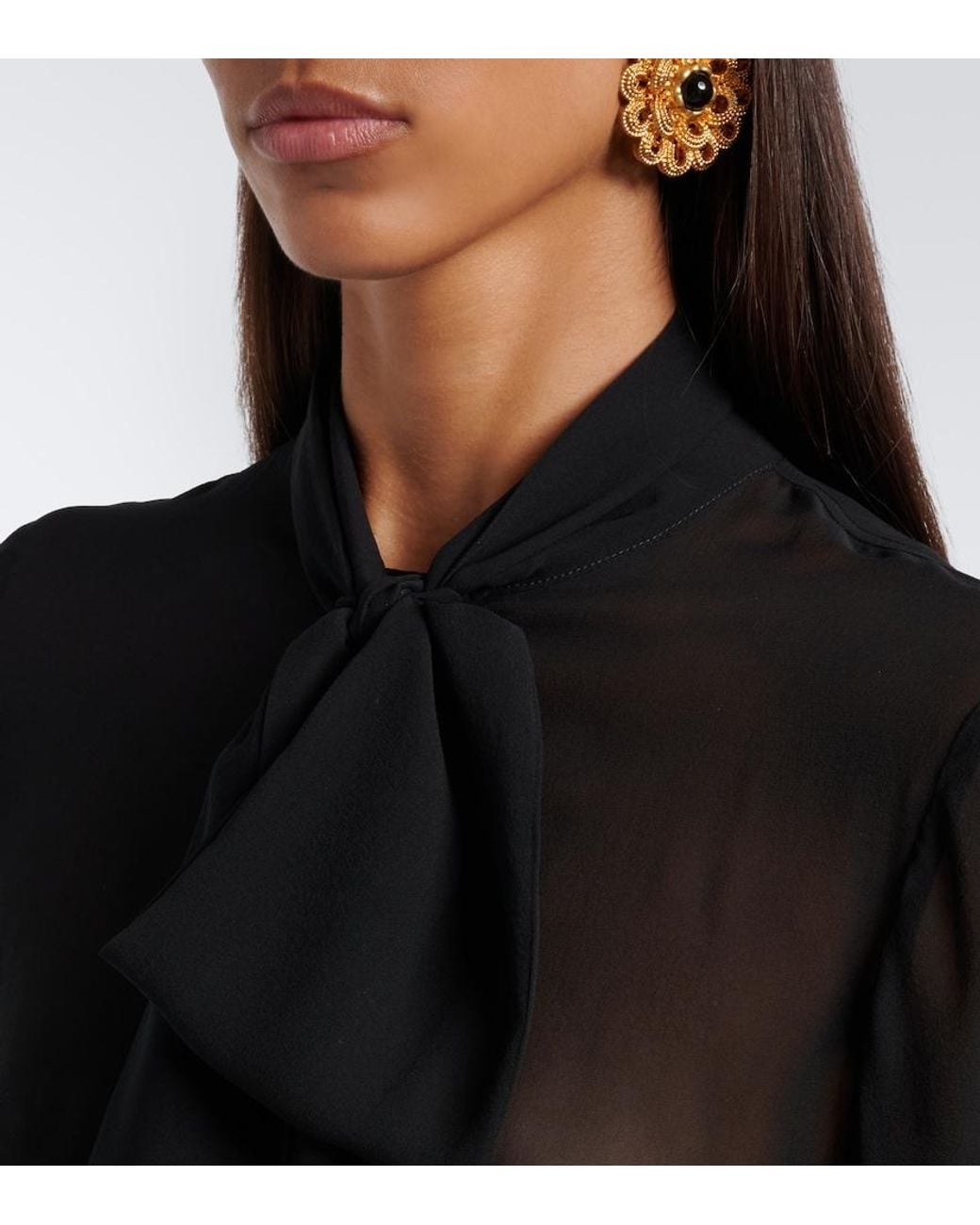 Nina Ricci Black Silk Chiffon Blouse