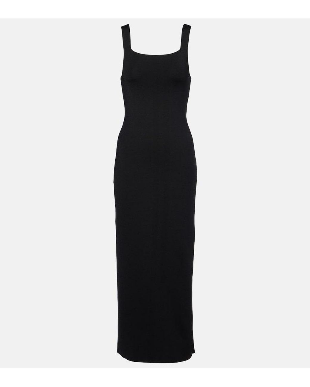 Khaite Black Dixi Knitted Midi Dress