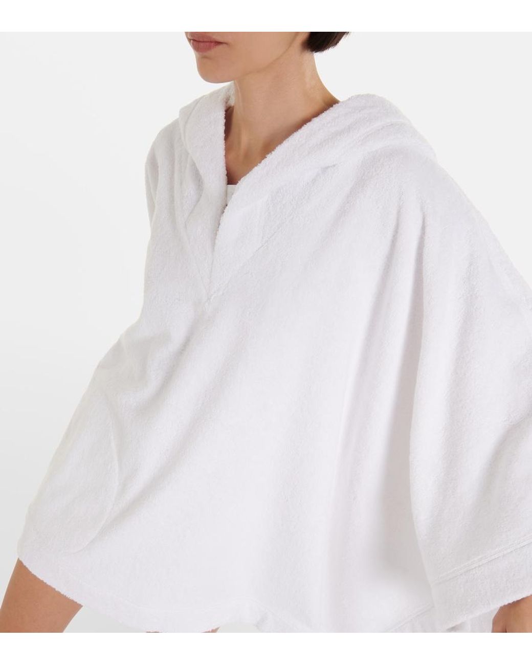 Alaïa White Cropped Cotton Terry Hoodie