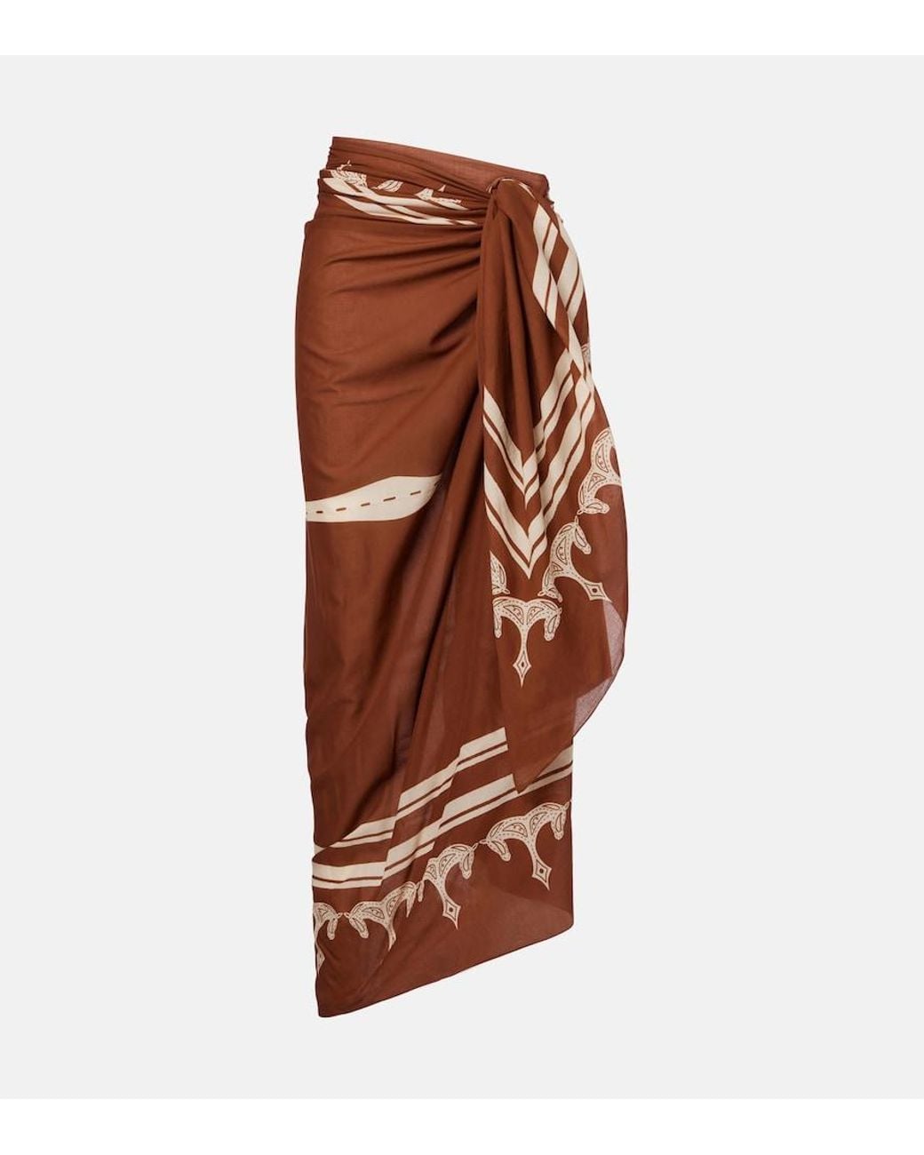 Johanna Ortiz Brown Cotton Printed Beach Cover-Up