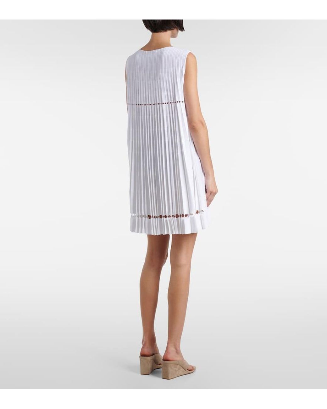 Alaïa White Plisse Pointelle Minidress