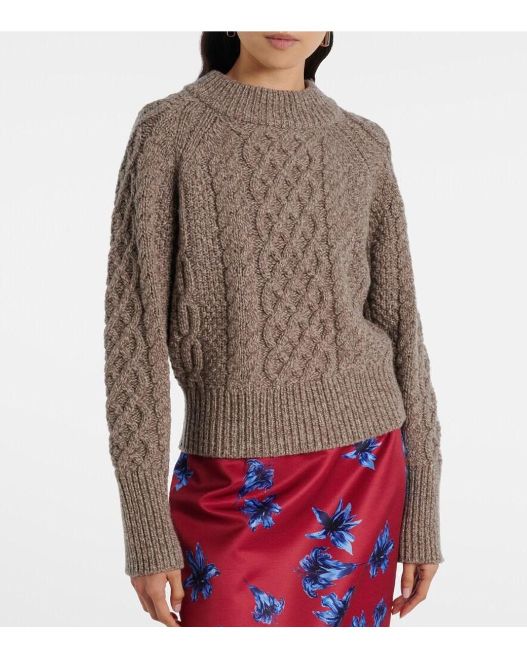 Emilia Wickstead Brown Emory Cable-Knit Wool Sweater