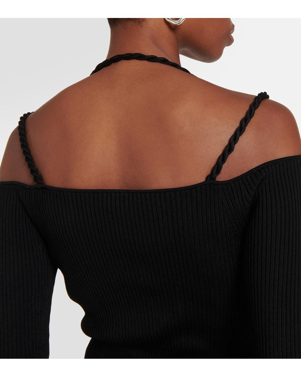 Altuzarra Black Ribbed-Knit Cutout Top