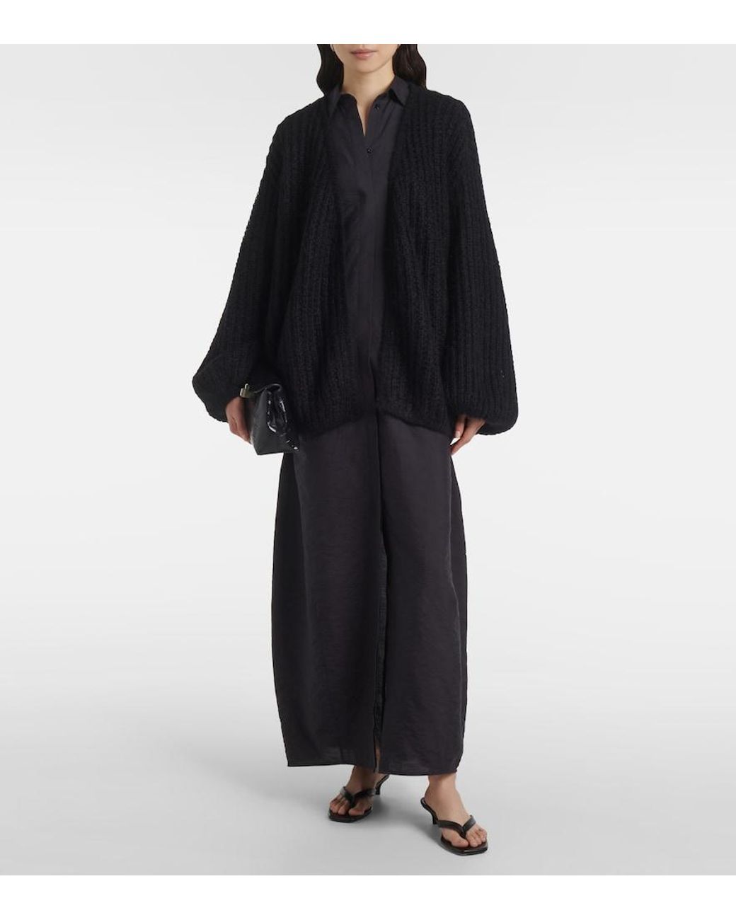 Totême Black Mohair And Wool-Blend Cardigan
